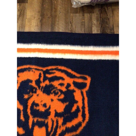 Chicago Bears Biederlack Blanket Blue Orange Fuzzy 56x44 - Picture 4 of 16
